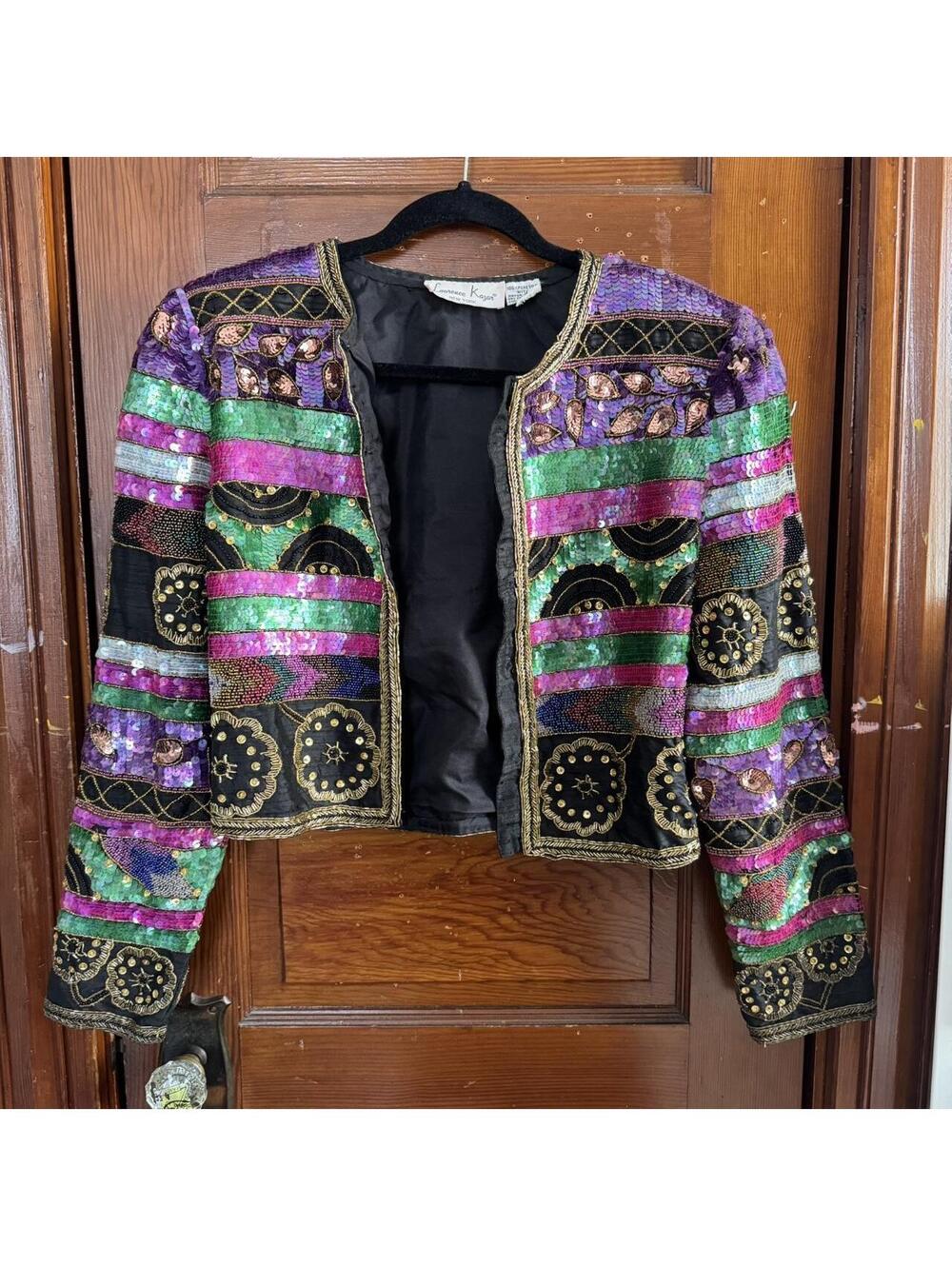 Vintage Laurence Kazar New York multi-color sequin jacket with shoulder pads